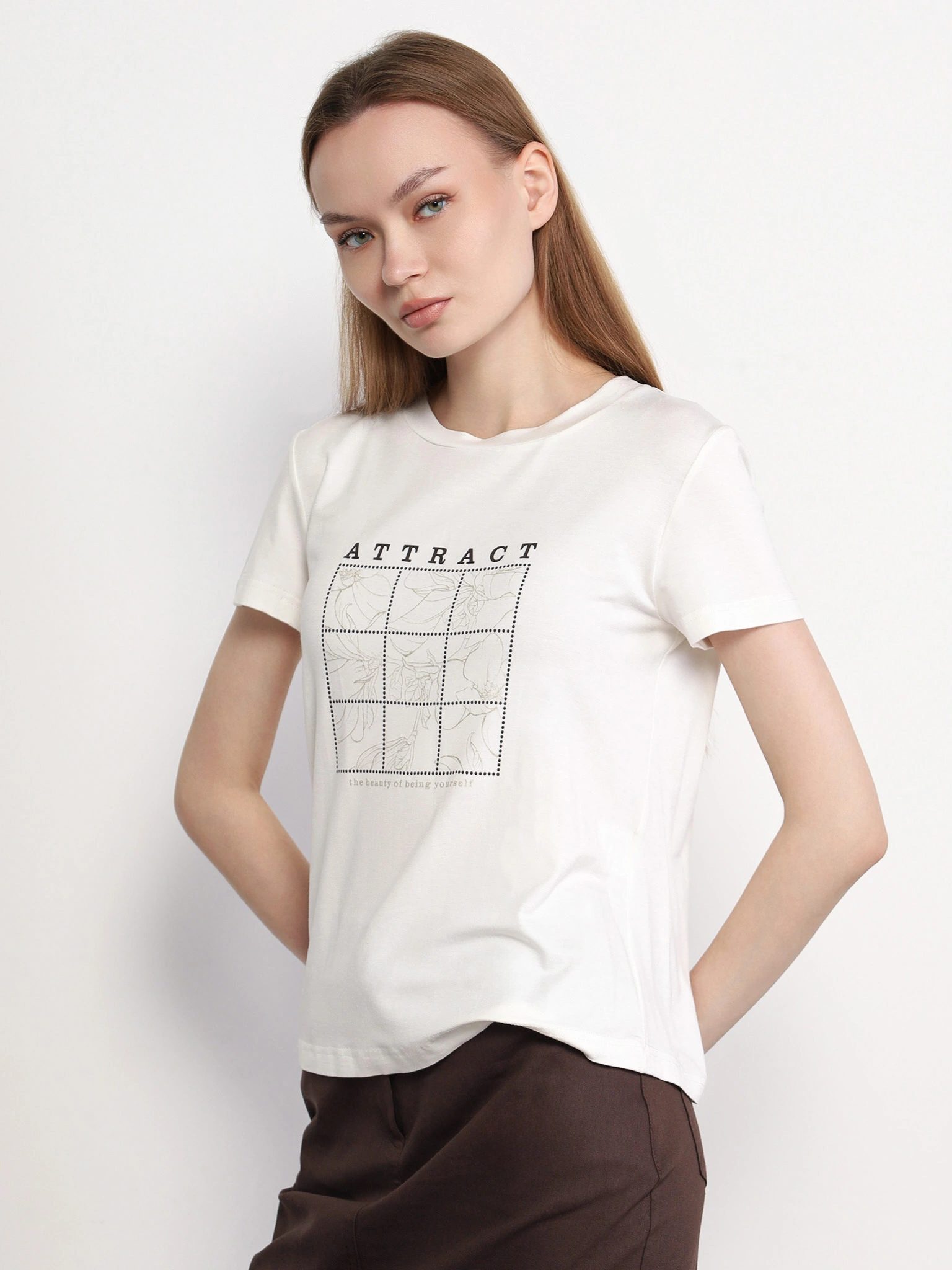 Футболка прямого кроя из смесового хлопка